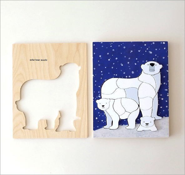  puzzle wooden wooden toy bear .. white bear interior natural wood Pola - Bear puzzle 