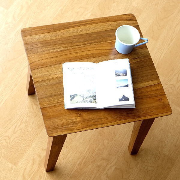 サイドテーブル 木製 カフェテーブル コーヒーテーブル 無垢 アジアン家具 完成品 チークコンパクトテーブル45