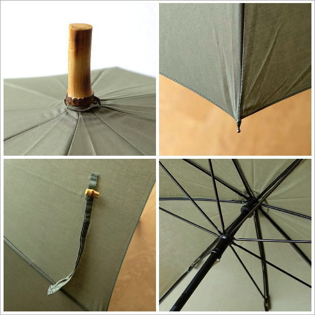 日傘 日本製 UVカット コットン100% 綿 サークル柄 紫外線カット おしゃれ 傘 かさ バンブー 天然木 和風 コットンパラソル うずまきKH_画像4