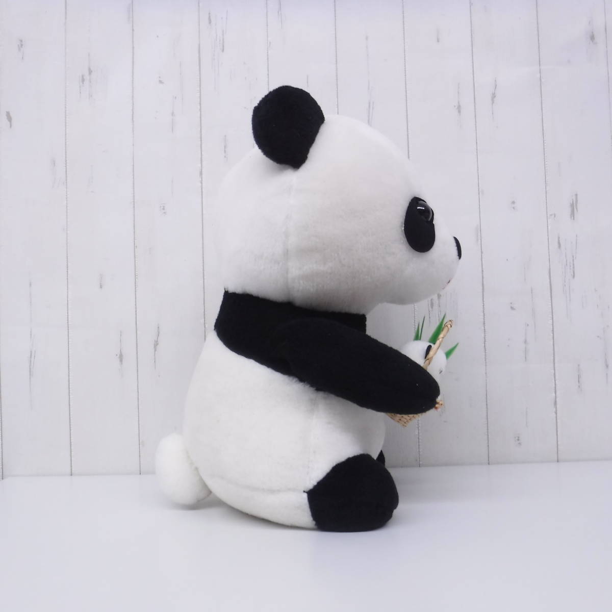  Showa Retro that time thing * retro soft toy * Panda . Panda attaching * braided basket . go in . Panda *BIG large 45cm* fancy retro pop 