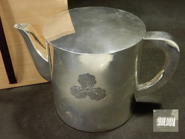 21457/○銀製 水次 水注 刻印在 重さ864g程 水屋道具 茶道具 桐箱