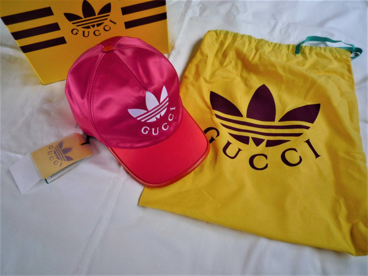 adidas x Gucci ベースボールキャップ ピンク 人気サイズＭ グッチ アディダス