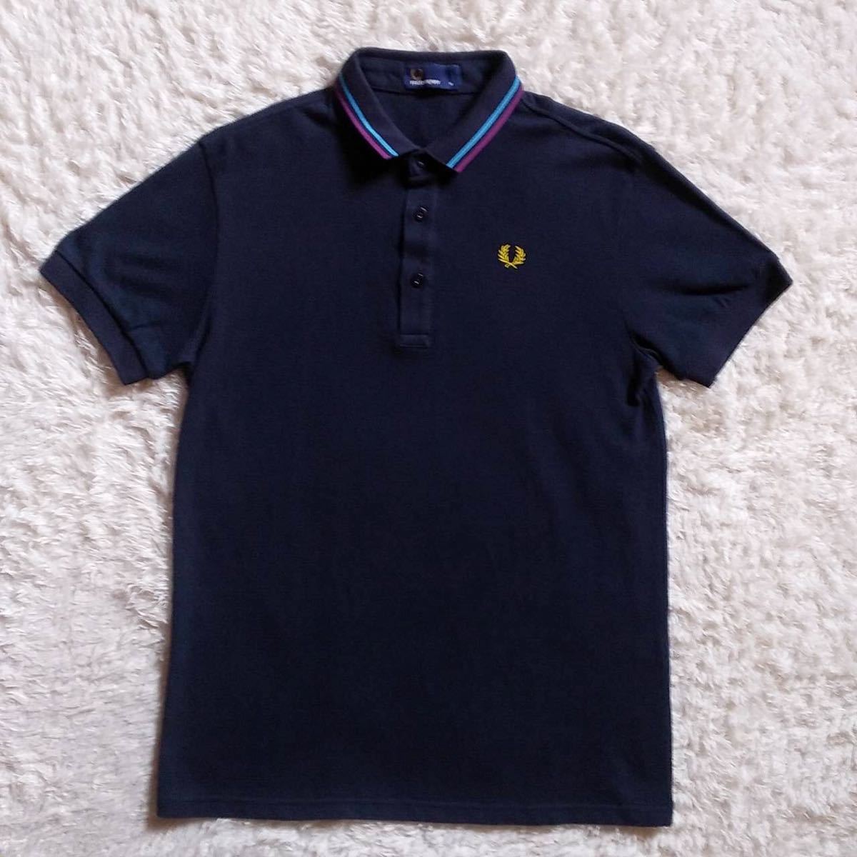 美品】FRED PERRY フレッドペリー 半袖 ポロシャツ 刺繍ロゴ ティップ