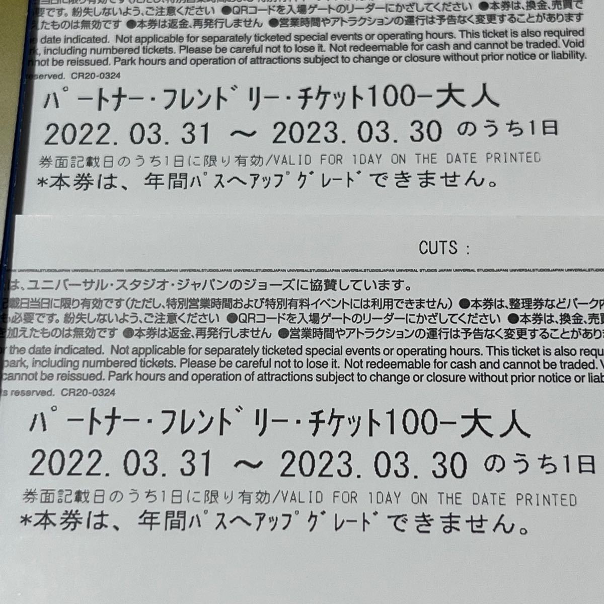 USJユニバーサルスタジオジャパン チケットパスポート 大人2枚