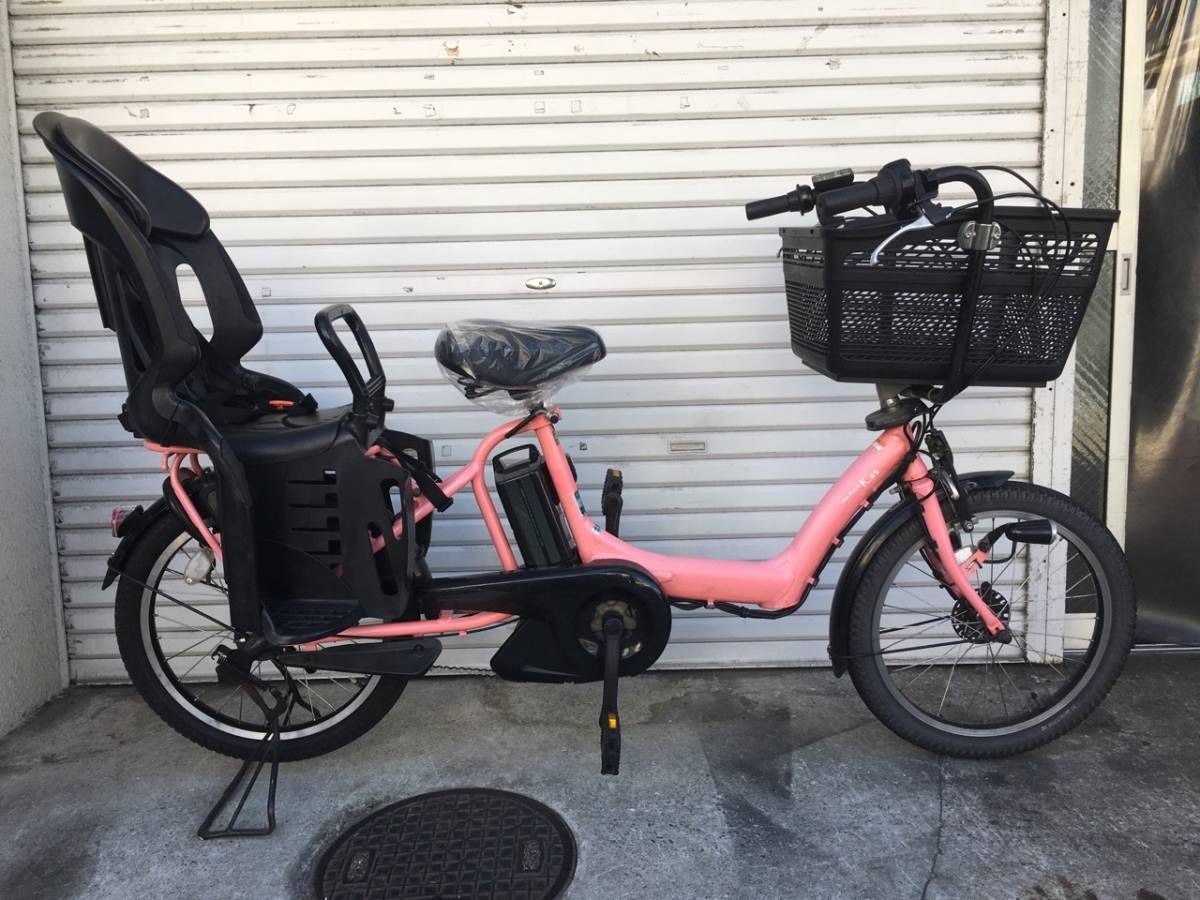地域限定送料無料　ヤマハ　キッスミニ　三人乗り　子供乗せ　新基準　ピンク　ギュットミニ　アンジェリーノ　神戸市　電動自転車