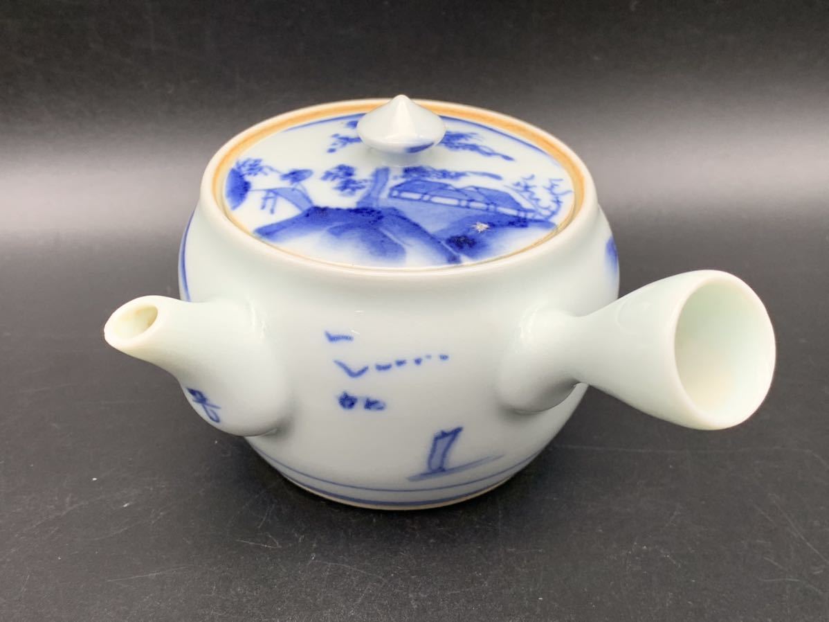 茶道具 煎茶道具 まとめて3点 茶入れ 平安春峰/作 急須 香合 在銘 染付