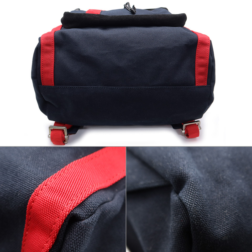 マルニ バックパック コットン×スエード ネイビー×レッド×シルバー金具 【丸万質舗】_画像6