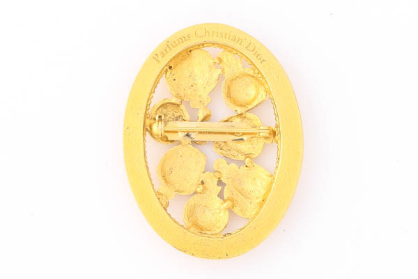 Christian Dior Christian Dior oval puff .-m bottle perfume bin motif brooch Gold color #28196