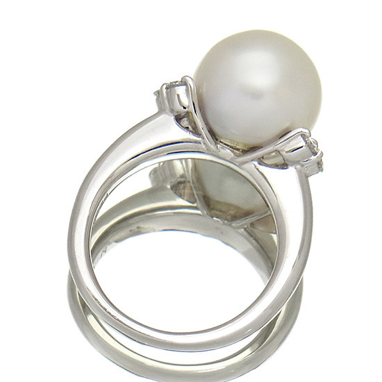 Pt900 south . pearl 11mm diamond 0.23ct ring 