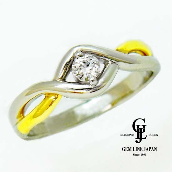 証明書付 ダイヤモンド アイデアルカット 0.126ct Pt900/K18 リング_画像1