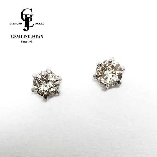 K18WG ダイヤモンド 0.10ct/0.10ct トータル 0.20ct スタッドピアス