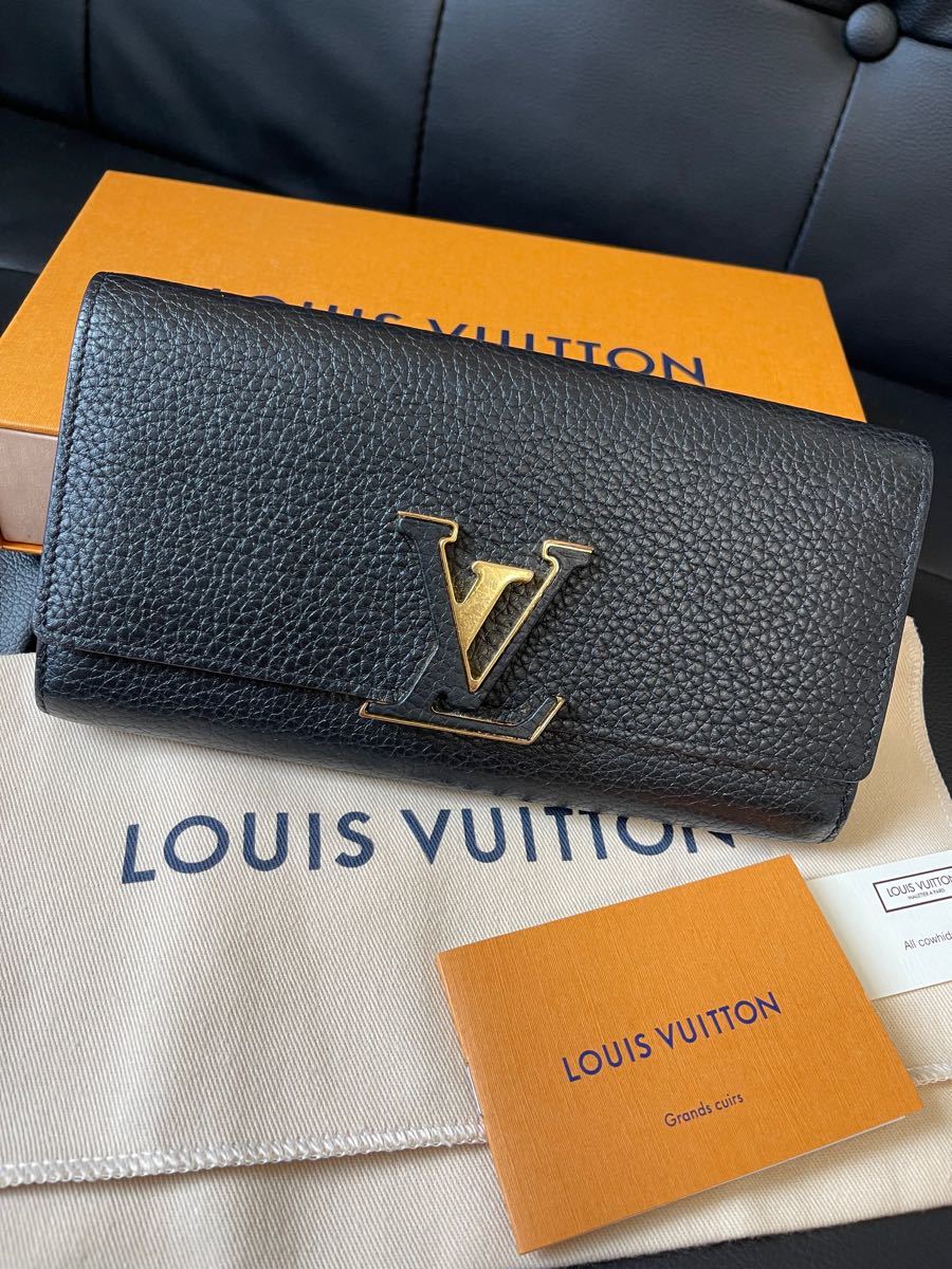 モデルなの LOUIS VUITTONポルトフォイユカプシーヌ2022年新作モデル黒長財布 レディース