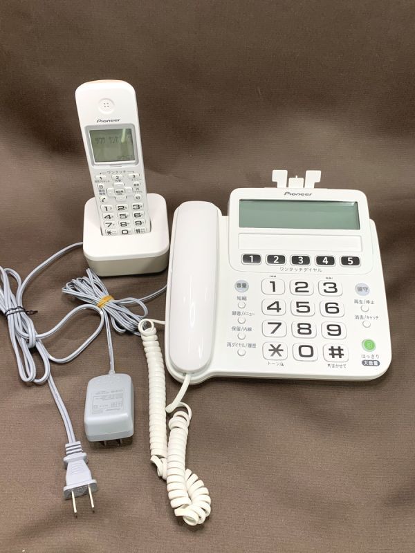 7-66-80　パイオニア Pioneer TF-SE16S 留守番電話機 子機1台付き 白 ホワイト はっきり大音量（通電OK）_画像1
