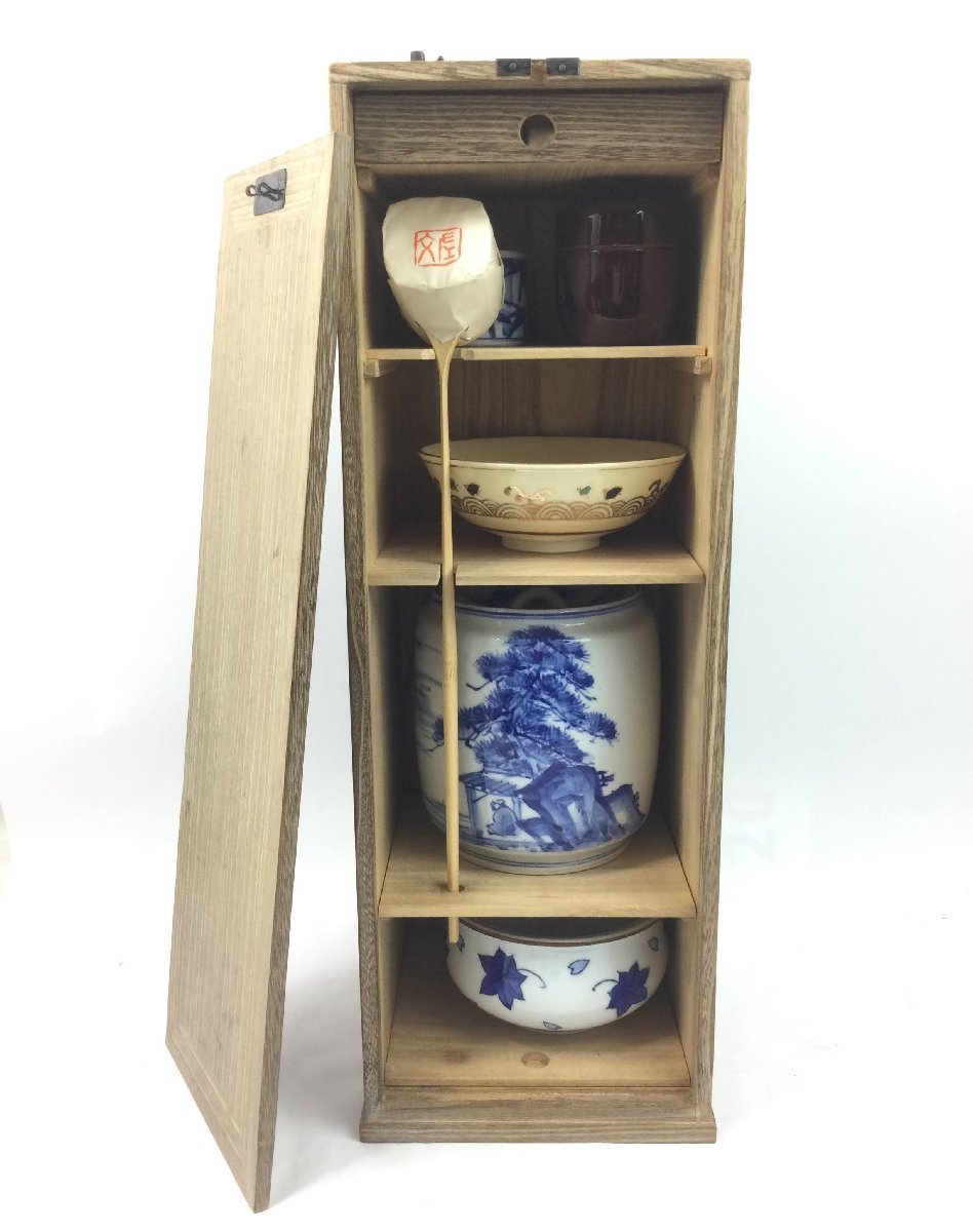 おい 【三】茶道具 棚物 箪笥 野点 短冊箱 9点セット 茶碗 夏茶碗 水指