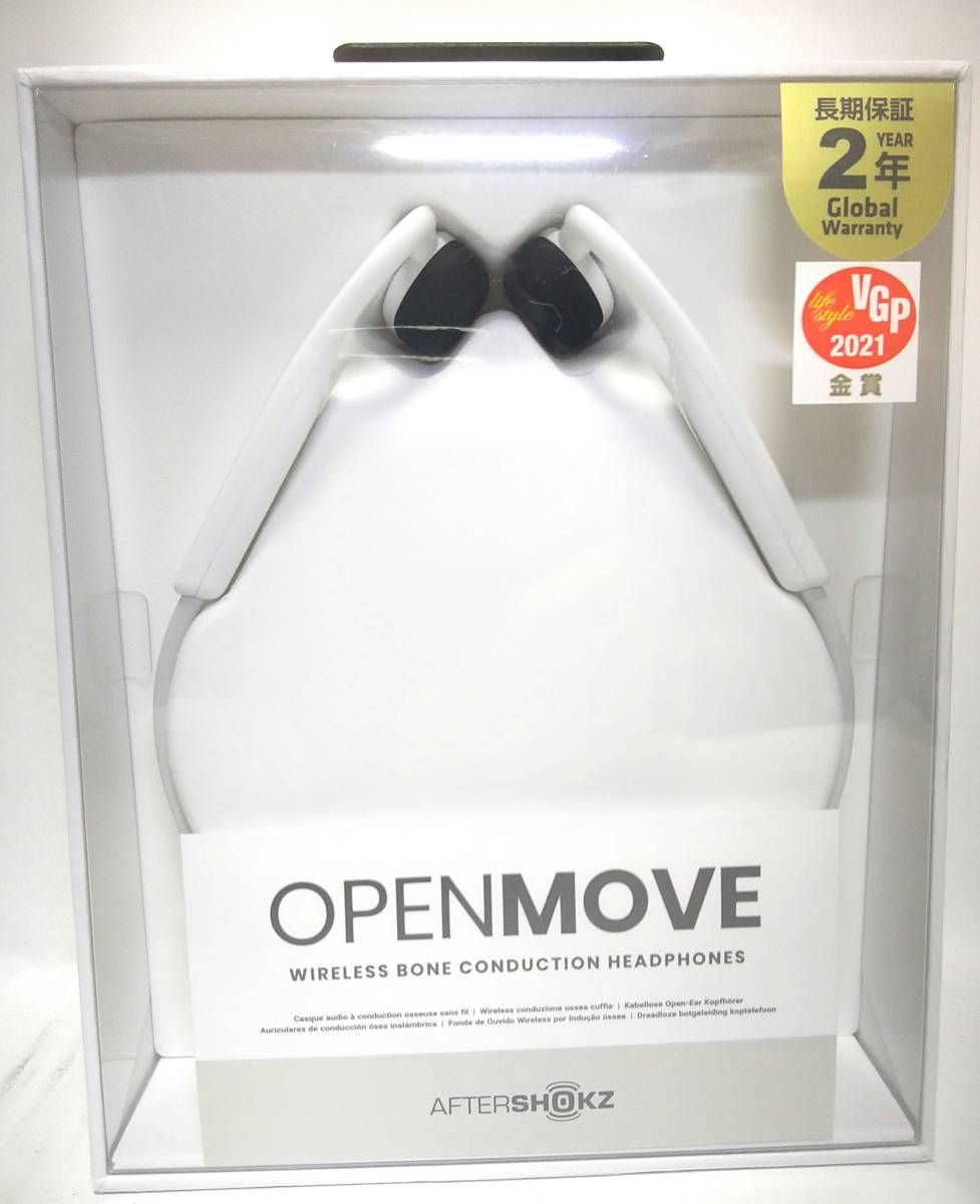 新品 未開封 】 AfterShokz アフターショックス OpenMove 骨伝導ワイヤレス ヘッドホン ホワイト 骨伝導  AFT-EP-000023