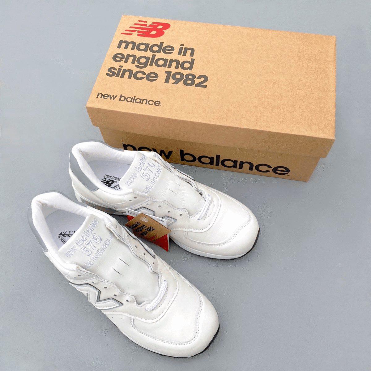 国内正規品 UK製 オールレザー NEW BALANCE M576WWL ホワイト×グレー US7 25cm 限定 イギリス英国製 NB 白 スニーカー MADE IN ENGLAND