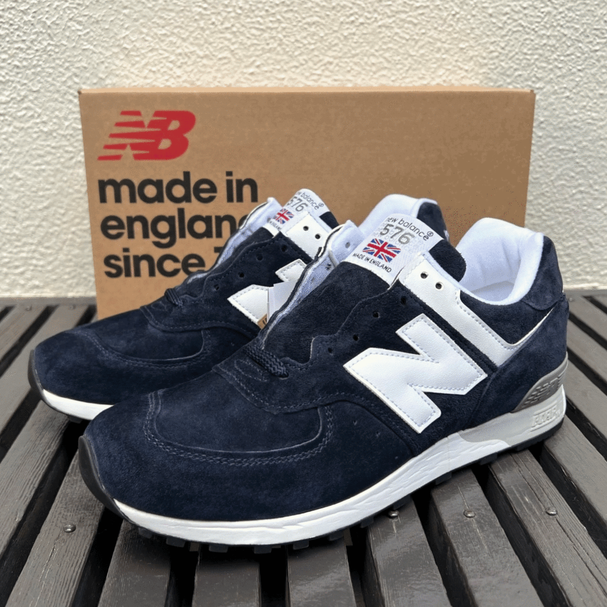 国内正規品 UK製 New Balance M576DNW ネイビー×ホワイト US10D 28cm 限定 イギリス英国製 NB スエード 紺 スニーカー Made In England_画像1