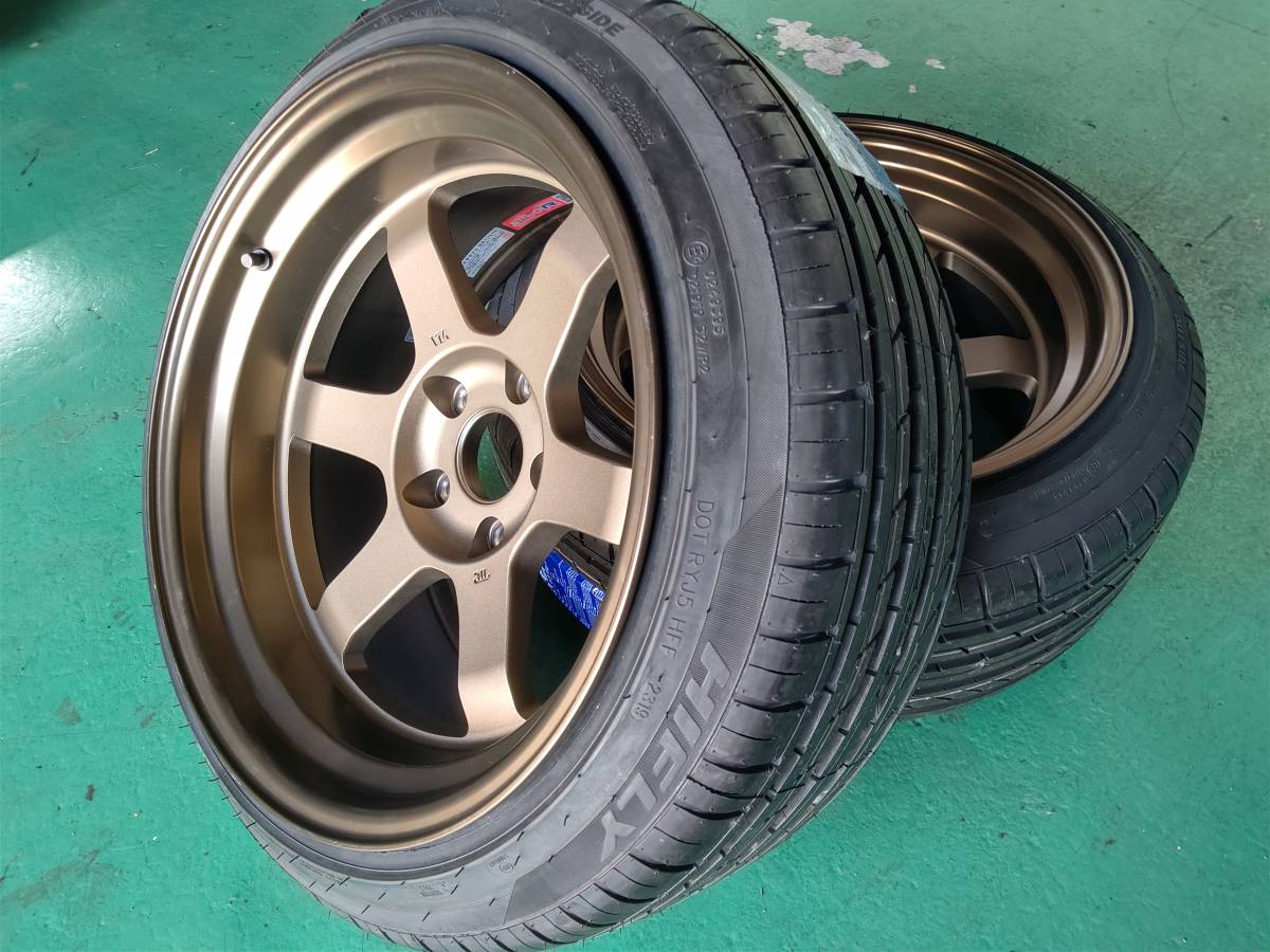 TE37V 9.5J-15(マイナス15) ブロンズ 17インチ2本 215新品タイヤ付き