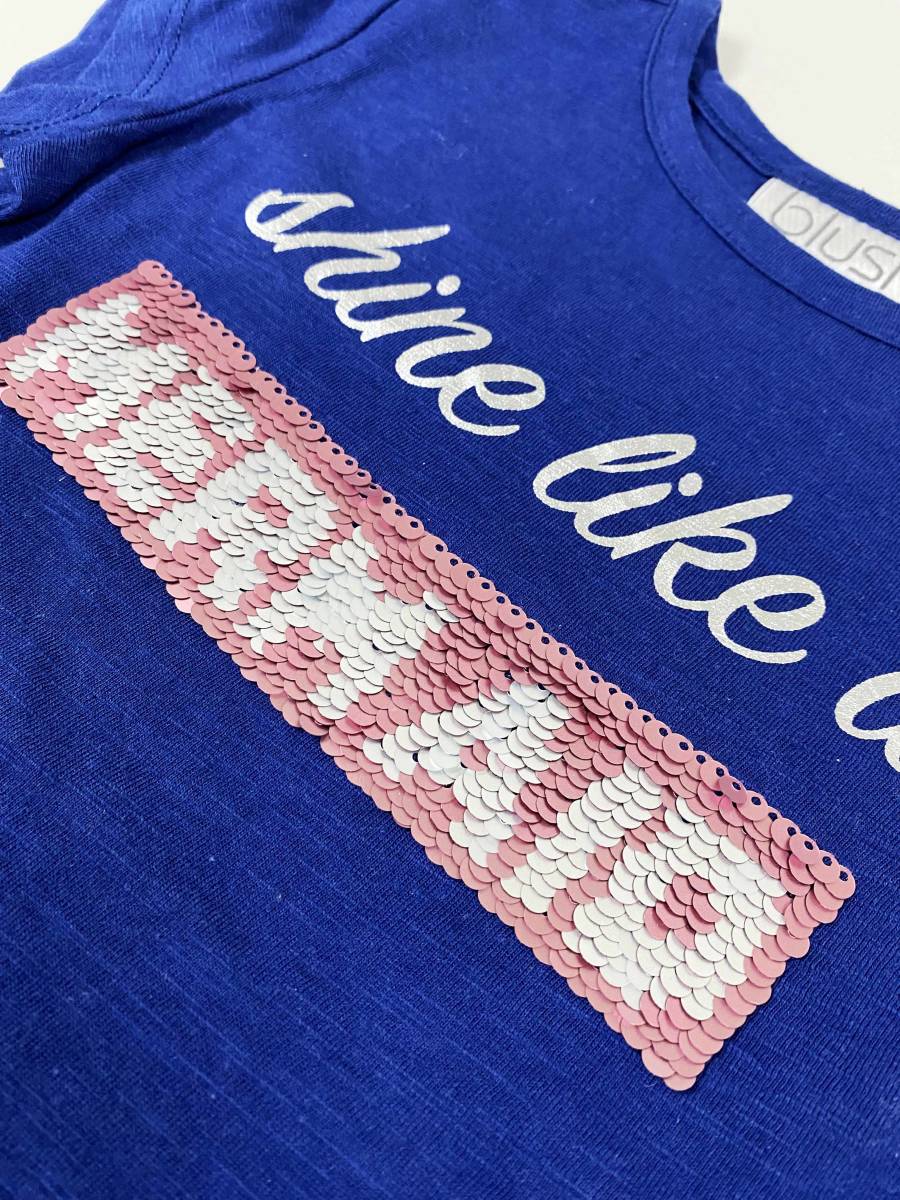 新品 2枚組 110 ★ コストコ blush ガールズ 半袖 Tシャツ 4T キラキラ スパンコール ブルー グレー ちょうちょ マーメイド 女の子 セット