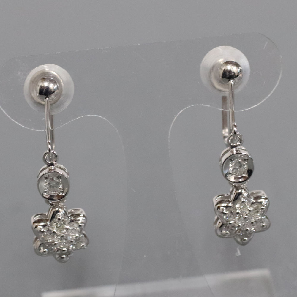 Pt850 diamond earrings D0.19×2 4.3g