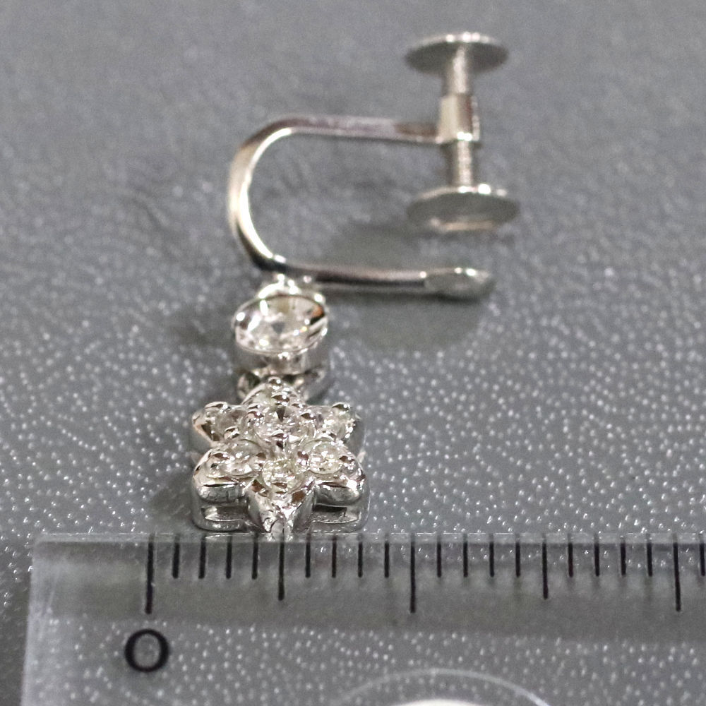 Pt850 diamond earrings D0.19×2 4.3g