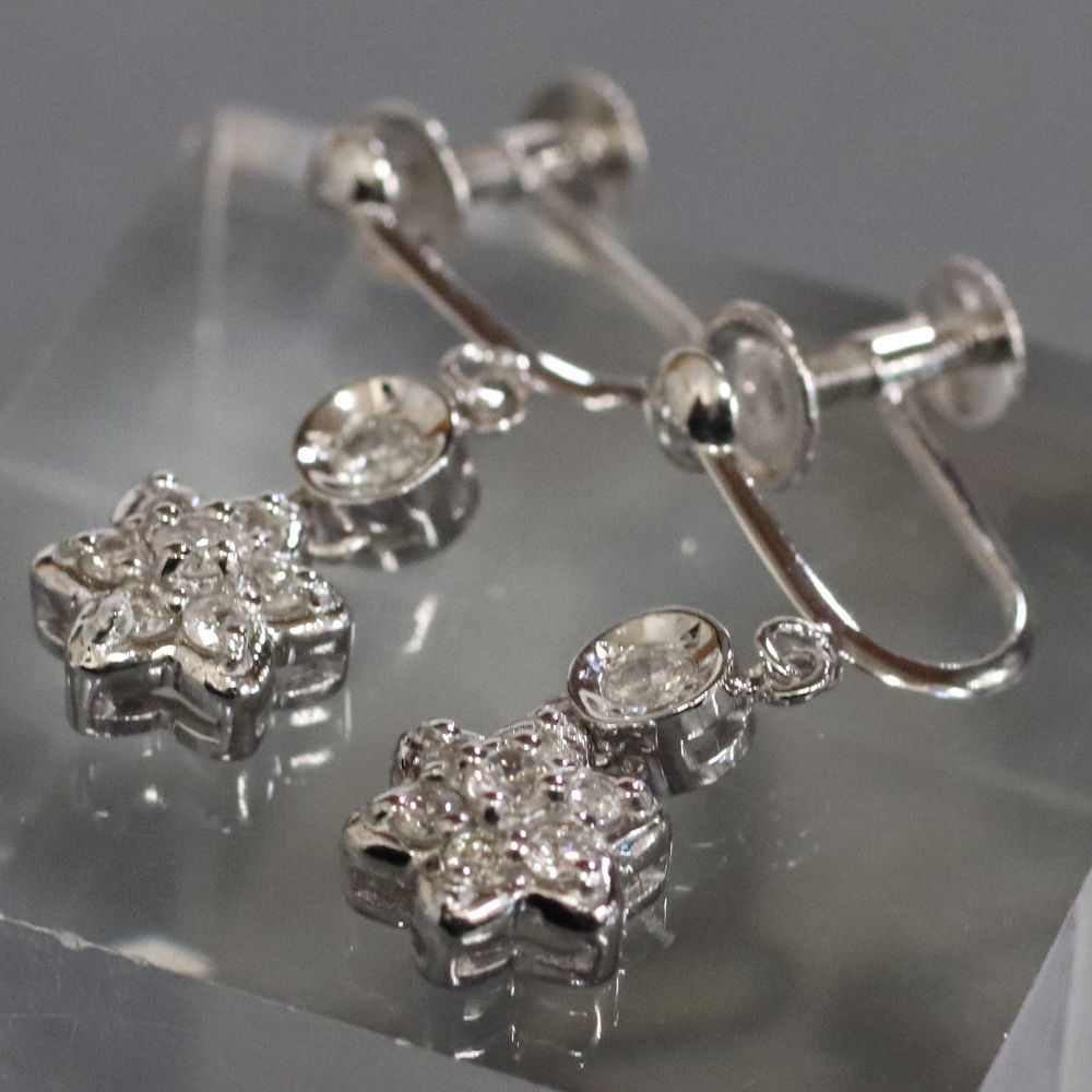 Pt850 diamond earrings D0.19×2 4.3g