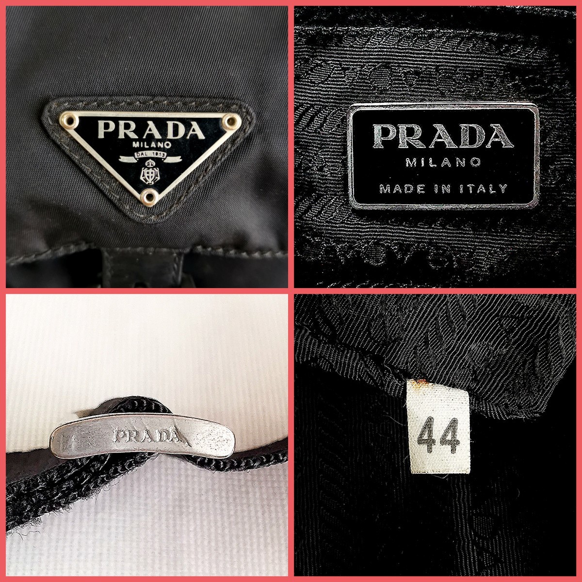 正規品】プラダPRADA ショルダーバッグ黒 白タグあり イタリア製 正規品】プラダPRADA ショルダーバッグ黒 白タグあり イタリア製