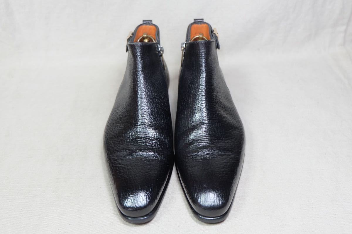 数回着Santoni サントーニ 希少シャークスキン使用 美しいサイドジップブーツ UK5.5 イタリア製高級革靴 ハンドメイドシューズビジネス鮫革_画像5