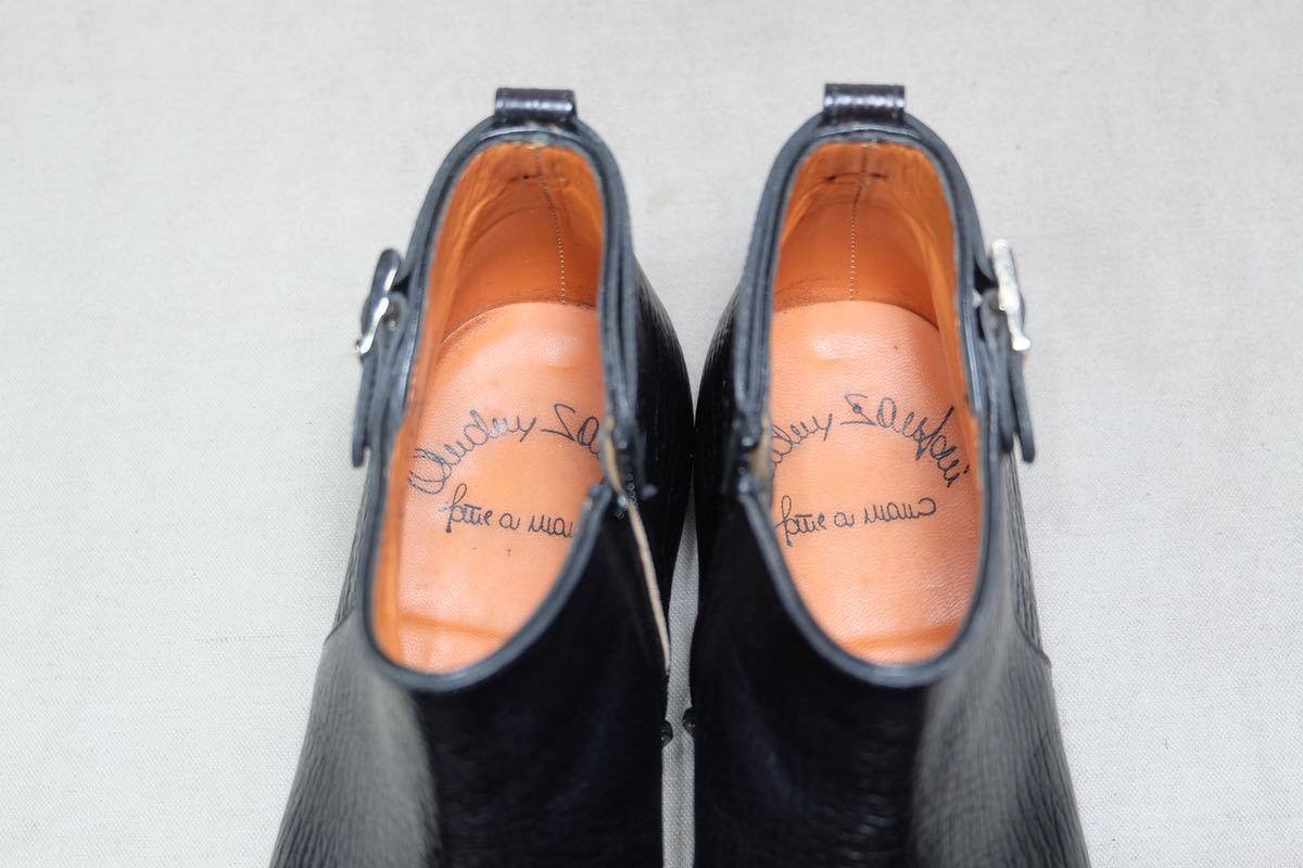 数回着Santoni サントーニ 希少シャークスキン使用 美しいサイドジップブーツ UK5.5 イタリア製高級革靴 ハンドメイドシューズビジネス鮫革_画像9