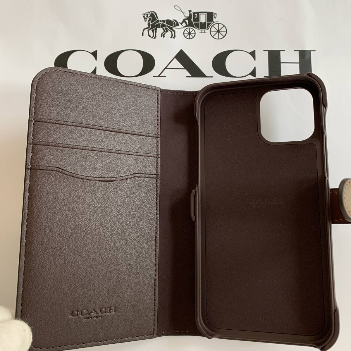  immediately departure *COACH Coach C5089 signature 2way single unit cover . card storage notebook type case use possible iPhone12mini domestic regular price 22000 jpy 