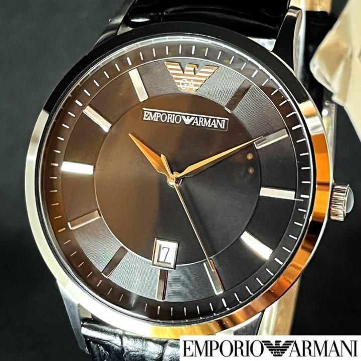 新品未使用】EMPORIO ARMANI/メンズ腕時計/ブラック色/高級/エンポリオ アルマーニ/かっこいい/プレゼントに/レザーストラップ/男性.紳士 