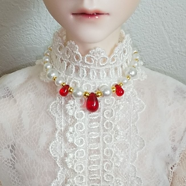 ドール チョーカーネックレス MSD SD SD13 DD BJD 人形 アクセサリー 青 コバルトブルー  雫 しずく