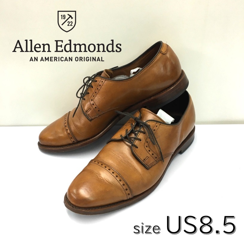 KZ900★Allen Edmonds ： メダリオン ストレートチップシューズ★US8.5★ブラウン アレンエドモンズ