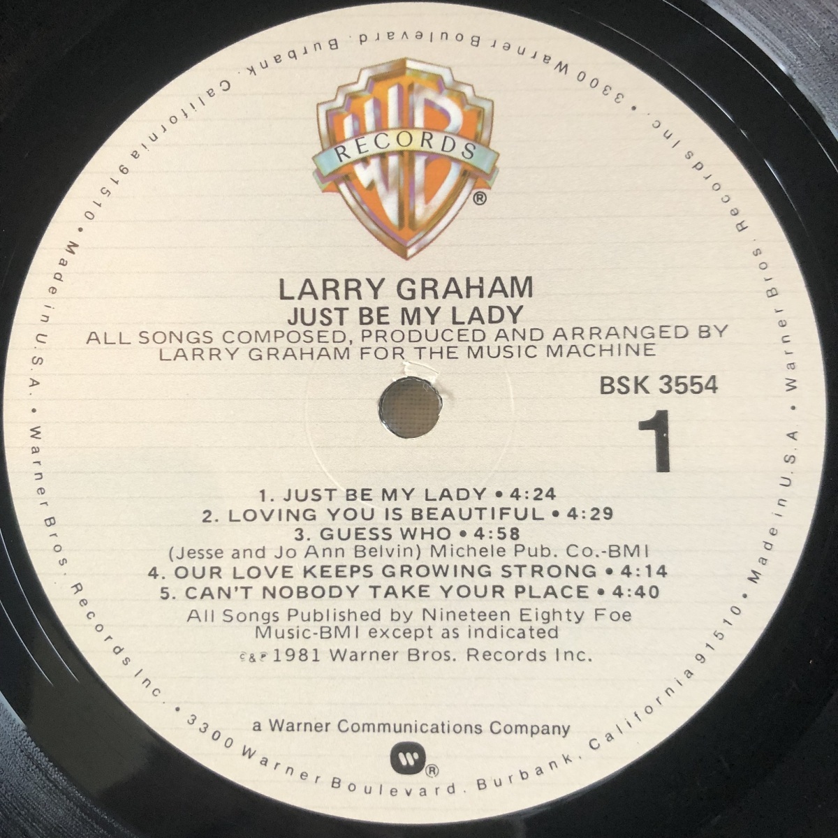 Larry Graham / Just Be My Lady LP Warner Bros. Records_画像3