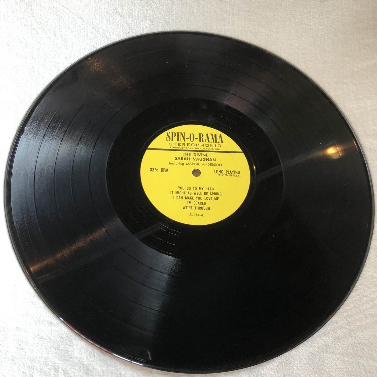 Sarah Vaughan With Margie Anderson / The Divine Sarah Vaughan Sings LP Spin-O-Rama_画像4