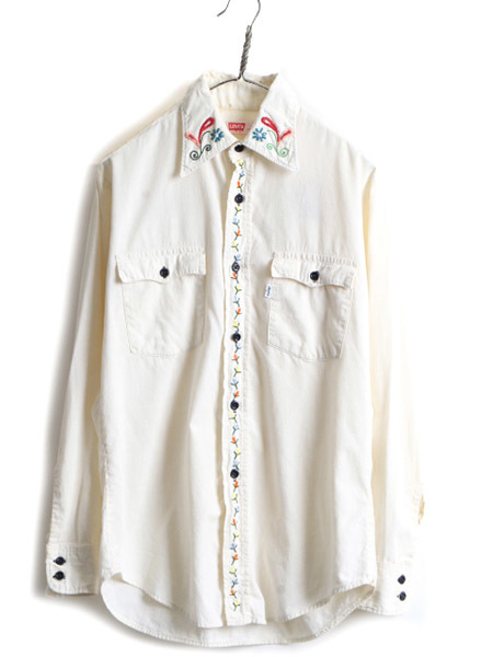 【NEW限定品】 M メンズ ( シャツ 長袖 刺繍 ハンドステッチ リーバイス ■ ビンテージ 70s 1点物 ) アイボリー コットン 長袖シャツ 70年代 Levis 古着 長袖シャツ 【NEW限定品】 M メンズ ( シャツ 長袖 刺繍 ハンドステッチ リーバイス ■ ビンテージ 70s 1点物 ) アイボリー コットン 長袖シャツ 70年代 Levis 古着 長袖シャツ