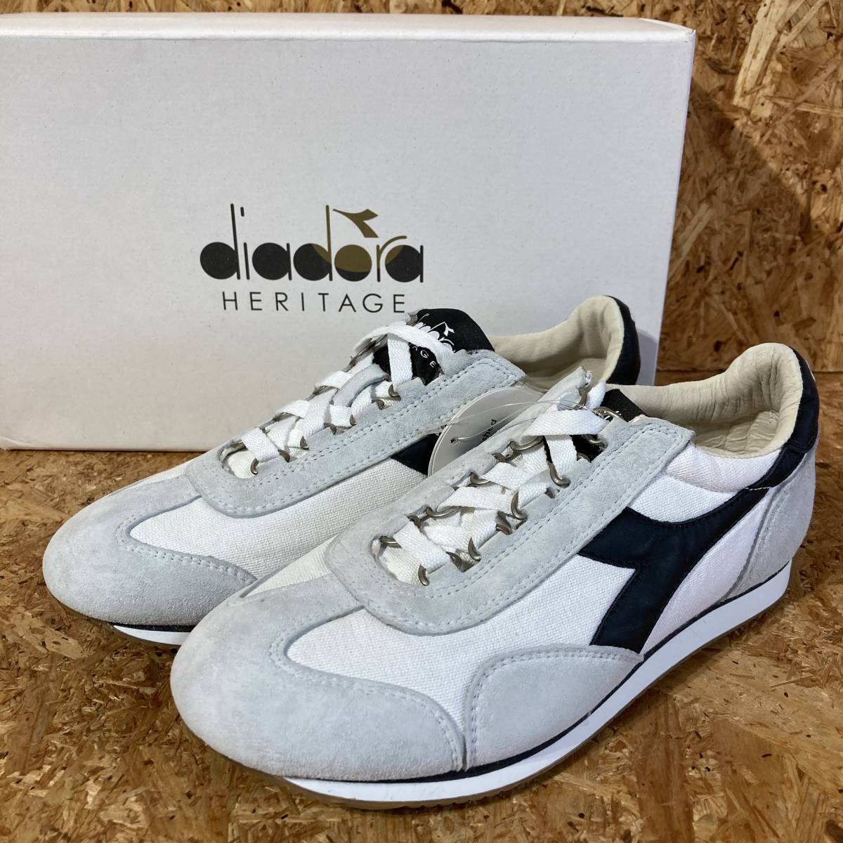 流行に EQUIPE diadora H black white HERITAGE ディアドラ 1975 22.5