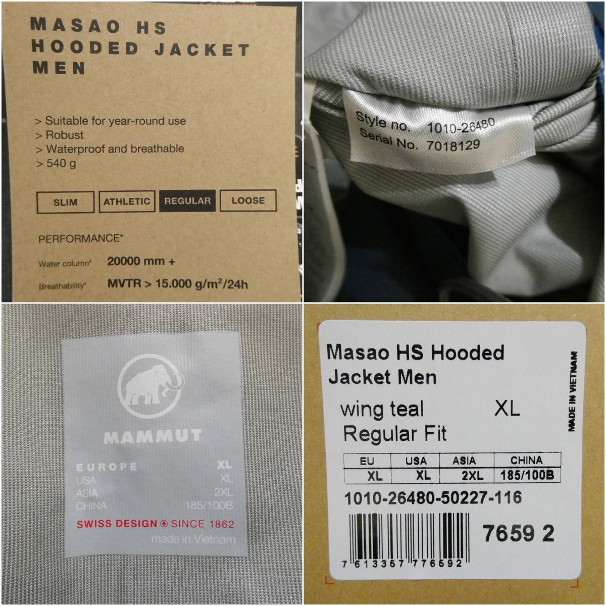 新品 マムート 山岳 ハードシェルジャケット 防水ジャケット XL 2XL XXL 登山 マサオジャケット mammut Masao HS Hooded Jacket 青_画像10