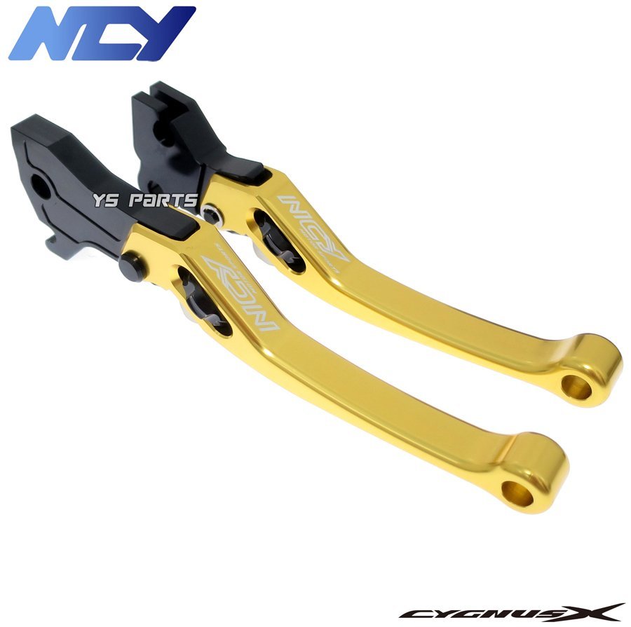 [正規品]NCY CNC6段階調整式ブレーキレバー左右SET金シグナスX[1型SE12J(5UA/5TY),2型SE44J(28S/4C6/1CJ),3型SE44J(1YP/1MS)]【CNC削出】_画像1