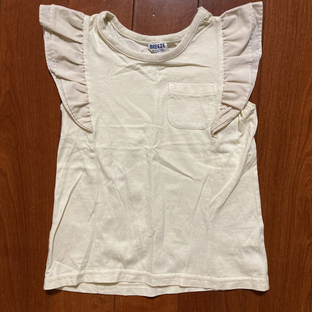 BREEZE・ブリーズ・半袖・Tシャツ・カットソー・ベージュ・袖フリル・１２０_画像1