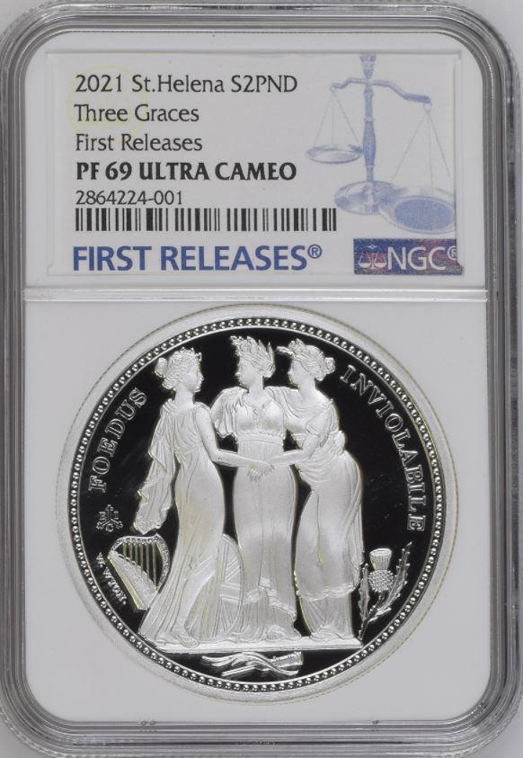 2021年 スリーグレイセス 2ポンド銀貨 NGC PF69UC FR-