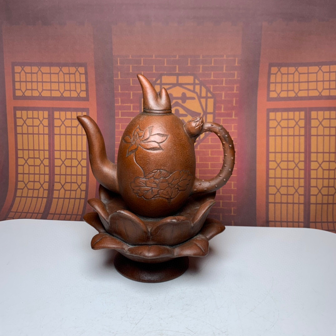 収蔵家蔵・紫砂壺・蓮花倒流壺・紫泥・時大彬款』茶道品・稀少珍品