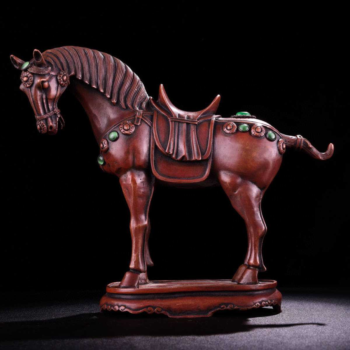 収蔵家蔵・紫銅製・寶石嵌・唐馬】古賞物・古美術品・中国時代美術