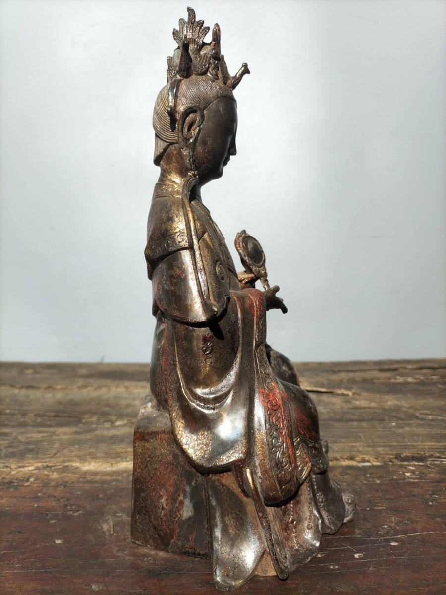 収蔵家蔵・銅製・泥金・媽祖仏像】古賞物・古美術品・中国時代美術