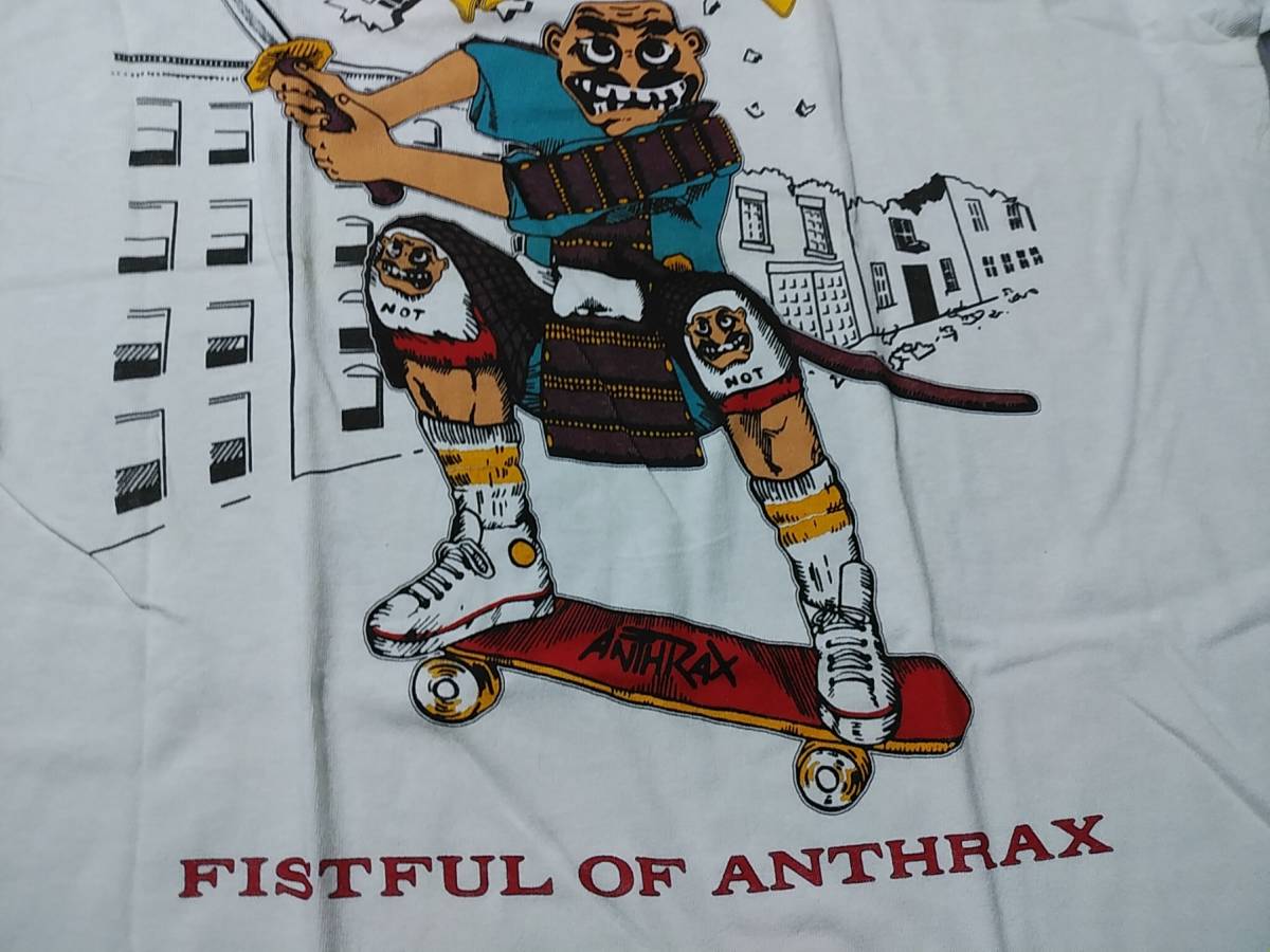 ANTHRAX T-shirt fistful of anthrax white XL Anne slacks / metallica megadeth pantera slayer exodus testament s.o.d.