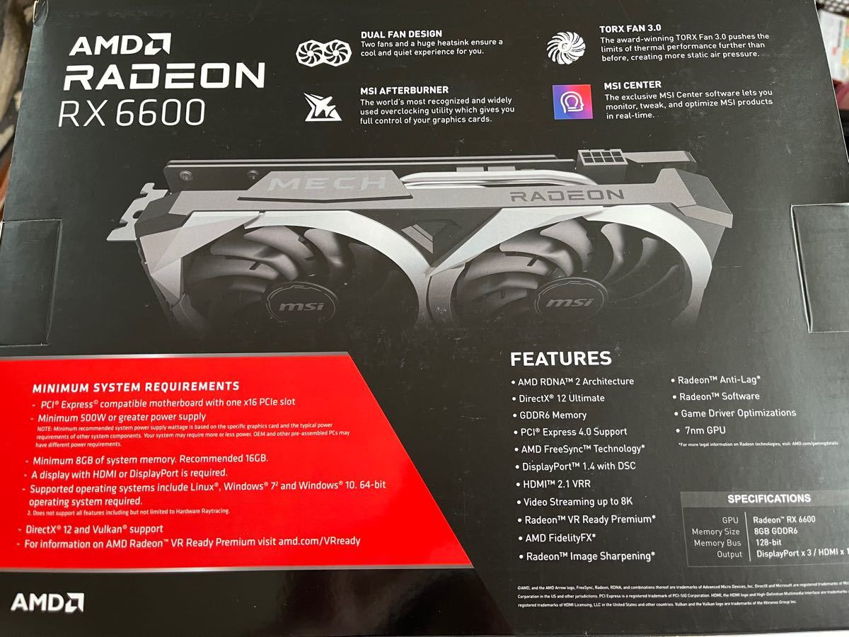 新品未使用　MSI Radeon RX 6600 MECH 2X 8G グラフィックスボード VD7871