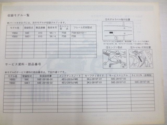 YB50 58E 58E1 1版 ヤマハ パーツカタログ 送料無料_画像2