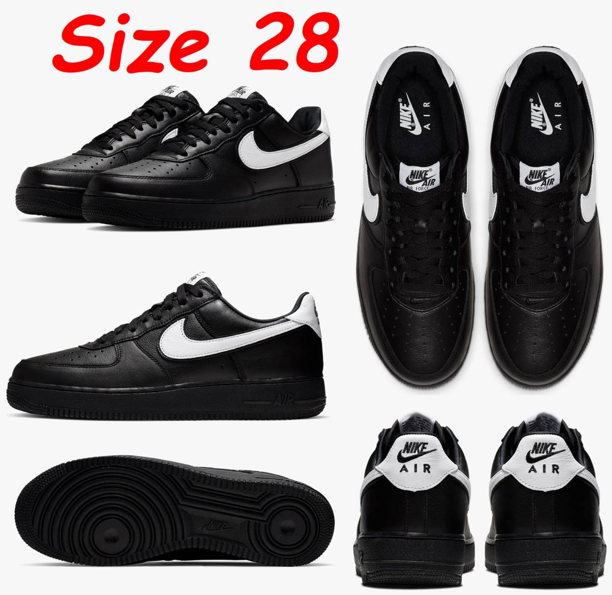 NIKE AIR FORCE 1 LOW RETRO QS BLACK WHITE 28cm US10 国内正規