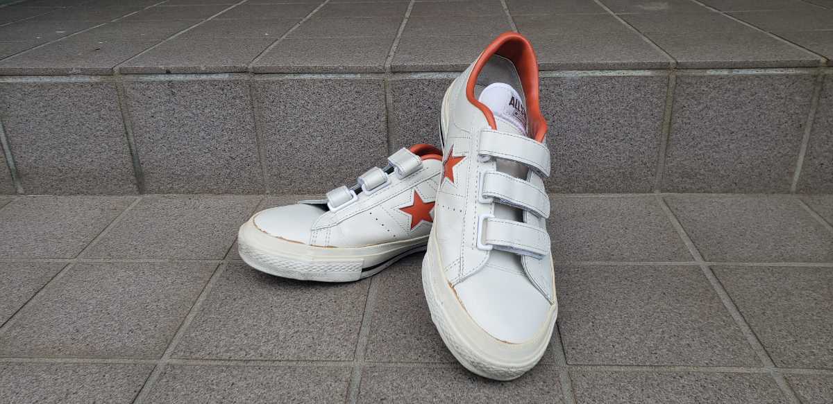 中古 CONVERSE コンバース ONE STAR J ワンスター 日本製 ホワイト オレンジ　白　橙 US9.5 28センチ　white orange