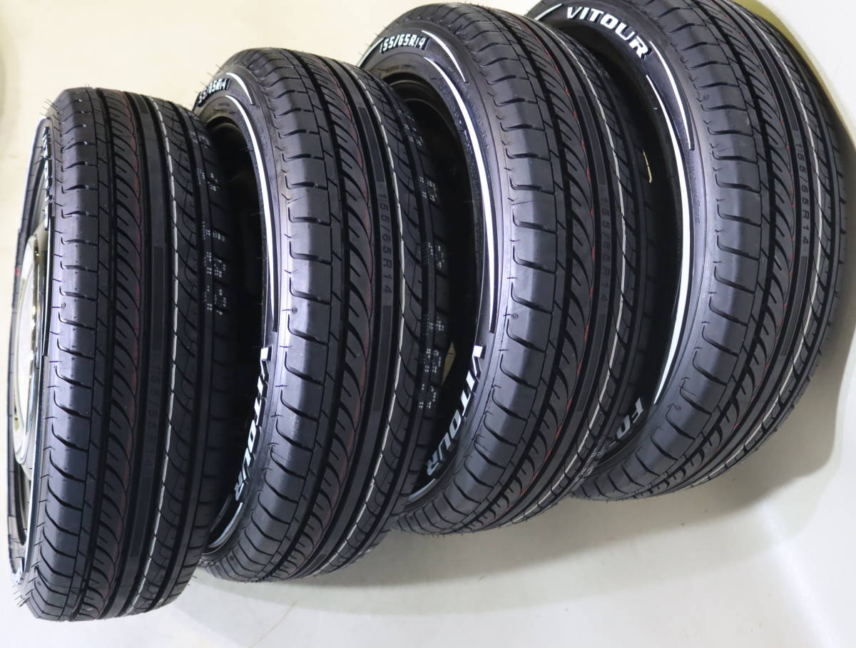 新品4本セット ネオムーン2 14×4.5J+45 100/4mb 155/65-14 ホワイト
